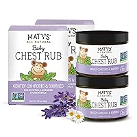 Matys Baby Chest Rub, Soothing Congestion Relief for Babies 3 Months Old & Up, Comforting Eucalyptus, Lavender, & Chamomile for Sleep, Non-GMO, Petroleum Free, Menthol Free, 2 Pack, 1.5 oz Each jar