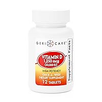 GeriCare Vitamin D 1,250mcg (50,000 IU) High Potency Once-A-Week Dietary Supplement, 12 Count (Pack of 1)