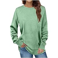 Womens Long Sleeve Tops Casual Crewneck Lightweight Sweatshirts Fall Fashion Solid Loose Tunic Tops With Leggings