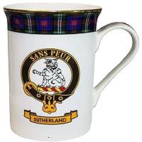 I LUV LTD China Coffee Mug Sutherland Clan Crest Gold Rim Scottish Made