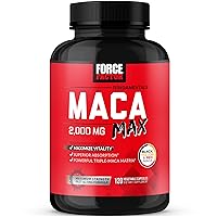 Force Factor Maca Max, Maca Root Capsules to Maximize Vitality & Performance, Made with Black Maca, Red Maca, & Yellow Maca Powder, Maca Root Powder, 2000mg, 120 Capsules
