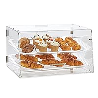 VEVOR Pastry Display Case, 2-Tier Commercial Countertop Bakery Display Case, Acrylic Display Box with Rear Door Access & Removable Shelves, Keep Fresh for Donut Bagels Cake Cookie, 20.7