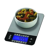SmartHeart Digital Kitchen Food Scale with Calorie & Carb Calculator Stainless Steel | Precision Measurements | Unit conversions: oz, lbs, g, ml | 14 pre-Set Foods