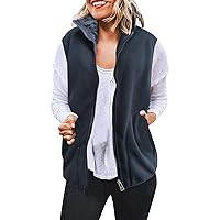 Women's Lightweight Fleece Vest Casual Sleeveless Zip Up Fuzzy Sherpa Lined Jacket Plus Size Winter Warm Waistcoat