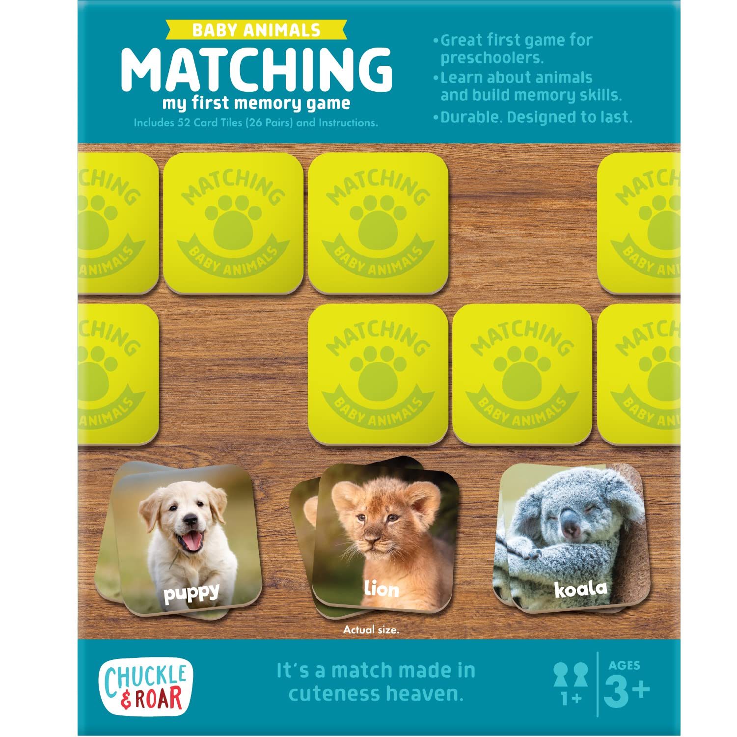 Chuckle & Roar Matching Game Baby Animals - Board Game for Kids 3 and up - Concentration Game for Toddlers - Preschool Game