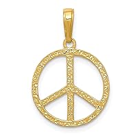 14k Textured Peace Sign Pendant Fine Jewelry Gift For Her For Women