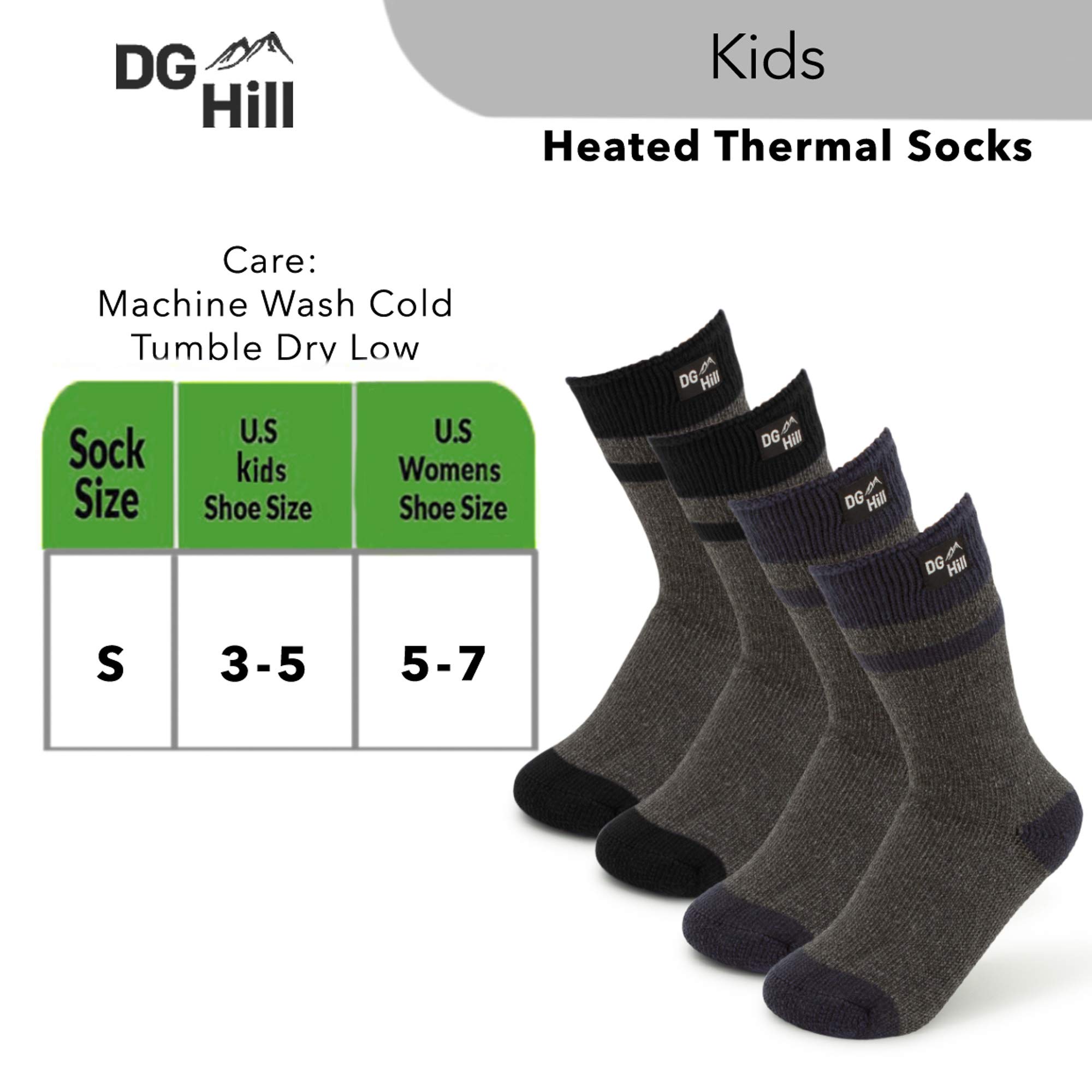 DG Hill (2pk or 4pk Kids Thermal Winter Socks, Thick Insulated Heated Boot Socks for Cold Weather, Girls and Boys