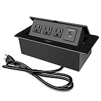 Conference Table Power Outlet PD20W Type-C Fast Charging Pop Up Table Hub Connection Box with 3AC Outlets and USB Port for Conference Room Kitchen Countertop