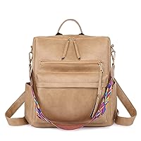 Extra Large Drawstring Backpack Women Backpack Fashion Leather Backpack Purse For Women Large Swim (Khaki, One Size)