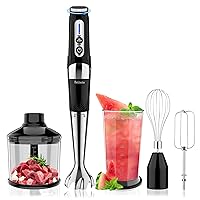Cordless Hand Blender: 4-in-1 USB Rechargeable Immersion Blender, 21 Variable Speeds & 3-Angle Adjustable with 700ml Chopper, 700ml Beaker, Egg Whisk and Beater for Smoothies, Soup, Baby Food (Black)