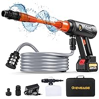 EVEAGE Q7 Cordless Power Pressure Washer, MAX 1000PSI, 2.5GPM Adjustment Portable Power Cleaner, Rechargeable Battery Powered Handheld High-Pressure Washer Gun for Car, Home/Floor Cleaning