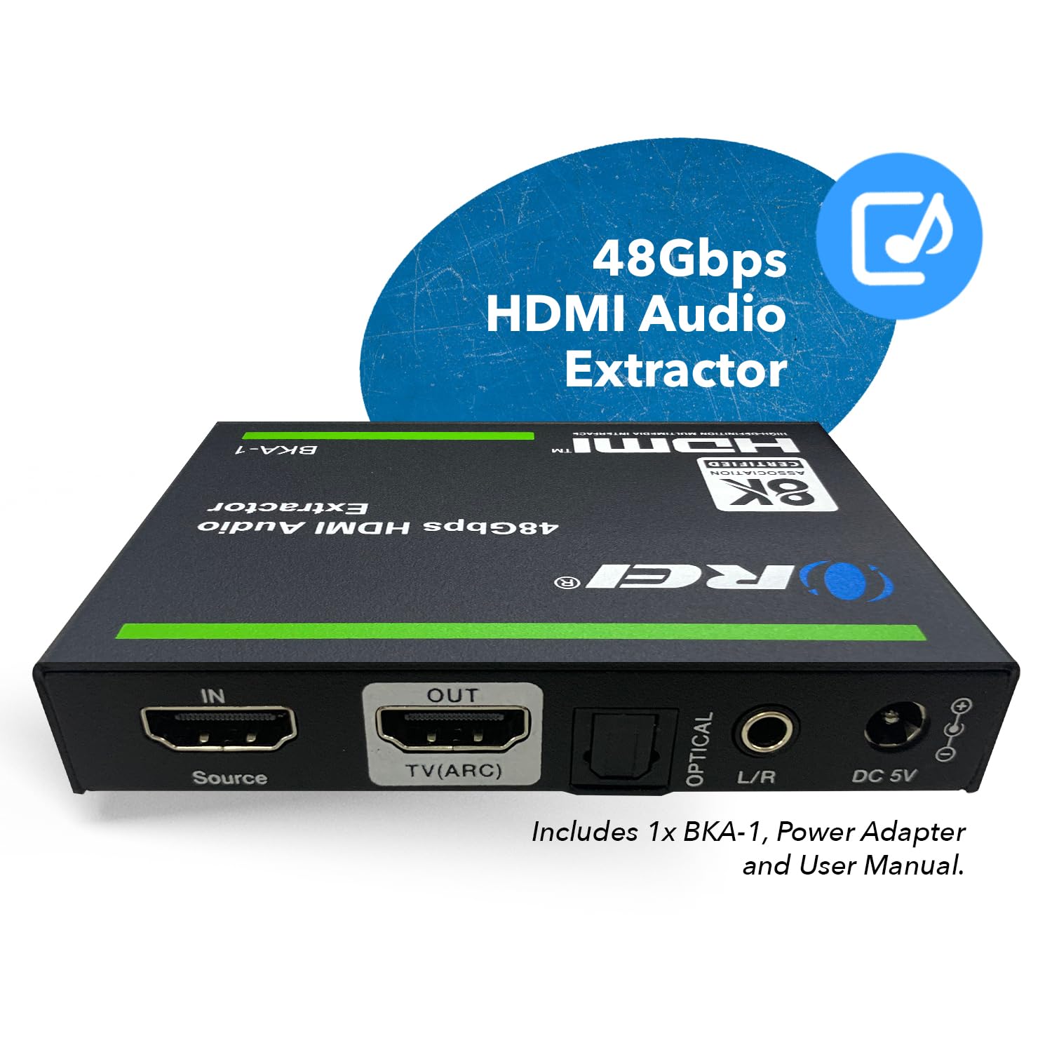 OREI 8K Audio Extractor HDMI UltraHD 4K @ 120Hz 48G HDMI 2.1 Audio Converter for PS5 SPDIF + 3.5mm Output HDCP 2.3 - Dolby Digital/DTS Passthrough CEC, HDR, Dolby Vision, ARC, HDR10+ (BKA-1)