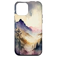 iPhone 12 mini Watercolor Sunrise Forest Mountains Nature Soft Colors Case