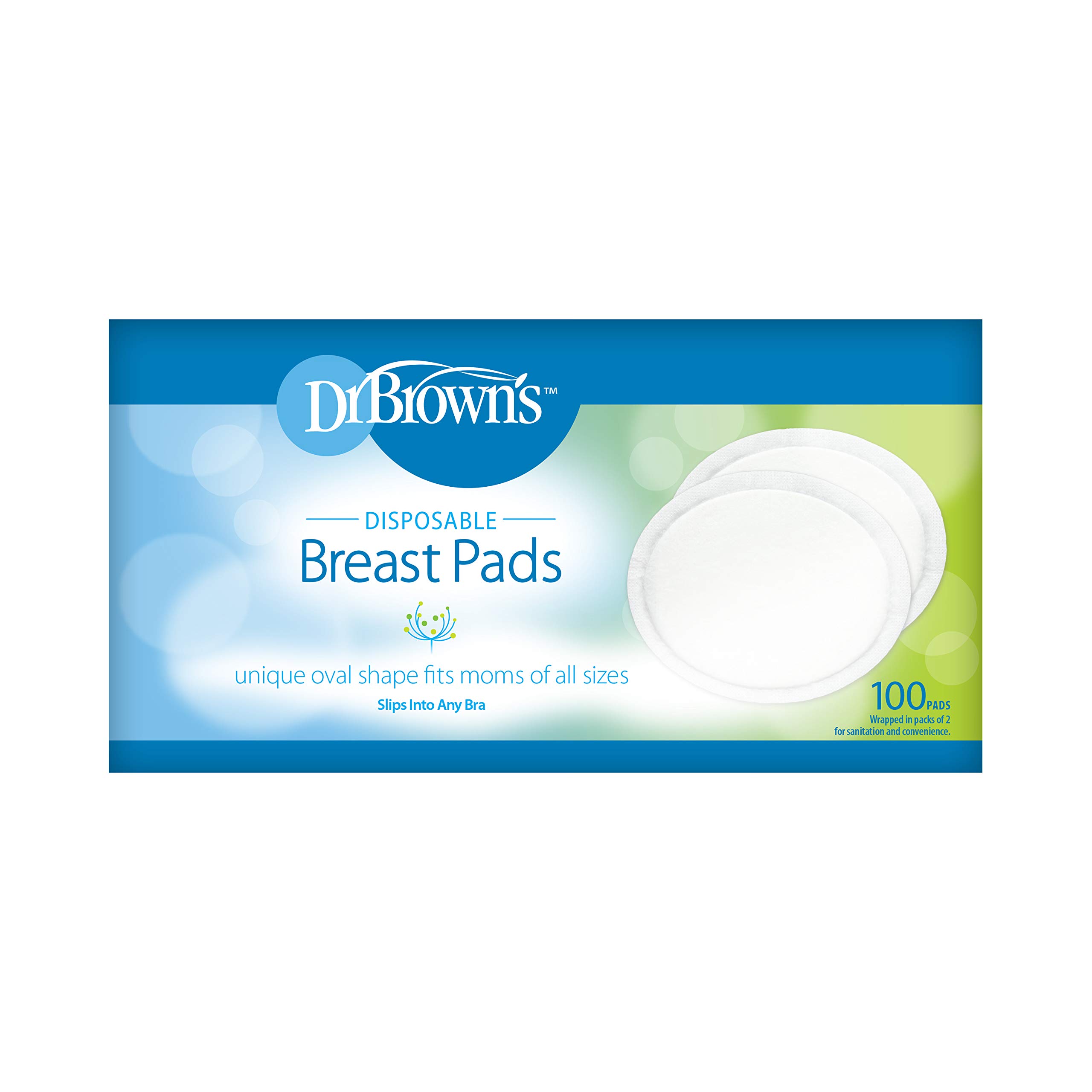 Dr. Brown's Disposable One-Use Absorbent Breast Pads for Breastfeeding and Leaking - 100pk