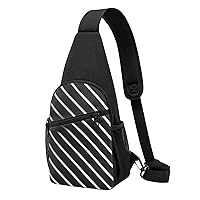 Black And White Line Design Sling Bags For Man And Women Crossbody Chest Bag Shoulder Bag For Casual Sport Daypack