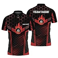 Sporty 8 Ball Polo Shirt Custom Red Honeycomb Pattern 8 Ball Collared Tshirt for Billiard Team 3D Pool Game Clothing