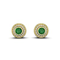 14K Gold Raw Emerald And Diamond May Birthstone Round Emerald Weight - 2 Ctw