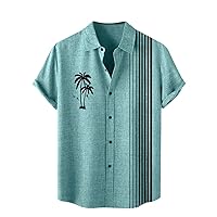 Funny Hawaiian Shirts for Men Striped Summer Beach Short Sleeve Button Down Shirts 2024 Casual Untucked Fashion Hawaii Tops