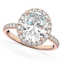 Allurez (3.51ct) 14k Rose Gold Oval Cut Halo Certified Lab Grown Diamond Engagement Ring