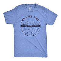 Mens On Lake Time Tshirt Cool Outdoor Camping Tee for Guys