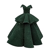 CWOAPO Sparkly Sequin Prom Dresses for Women Ball Gowns Off Shoulder Tiered Ball Gown Evening Wedding Party Dresses 2024