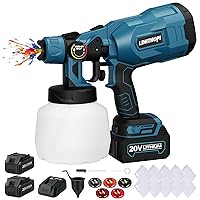 Cordless Paint Sprayer, 1200ml Paint Sprayer Gun with 2 * 1500mAh Batteries, 20V Paint Sprayer with 5 Copper Nozzles, 3 Spray Patterns, 10 Funnel Paper for Wall, Fence, Metal, Floor, DIY