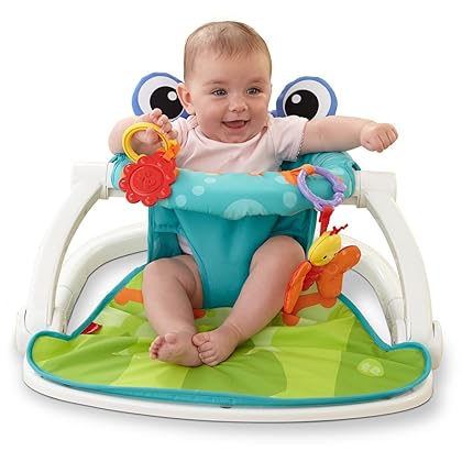 Fisher-Price Portable Baby Chair Sit-Me-Up Floor Seat with Bpa-Free Teether and Crinkle Toy, Froggy Seat Pad