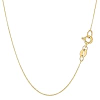 Jewelry Affairs 14k Real Solid Gold Mirror Box Chain Necklace, 0.6mm (24 Inches, Yellow Gold)