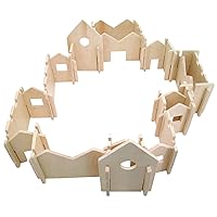 Little Happy Architect - Set of 22 - Ages 18m+ - Wooden Blocks for Toddlers - Create Endless Village Layouts - Lightweight