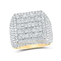 The Diamond Deal 10kt Yellow Gold Mens Baguette Diamond Square Ring 4-5/8 Cttw