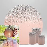 Glitter Rose Gold Round Backdrop for Sweet Sixteen Birthday Party Silver Bokeh Dots 30th Birthday Decorations Cake Table Supplies Circle Round Props Dia-6ft NO-176
