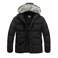 Soularge Men's Big and Tall Thicken Padded Winter Parka Coat with Removable Hood