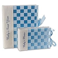 Baby Essentials Woven Ribbon Baby Book and Photo Album Boys Gift Set Blue