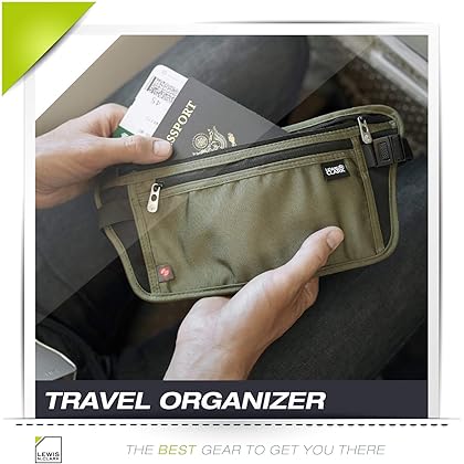 Lewis N. Clark RFID Blocking Money Belt Travel Pouch Waist Stash + Credit Card, Id, Passport Holder for Women & Men