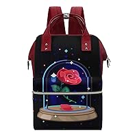 Beauty And Beast Women's Laptop Backpack Travel Nurse Shoulder Bag Casual Mommy Daypack,Red,0ne size