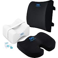 Everlasting Comfort Lumbar Cushion, Knee Pillow, and Seat Cushion Bundle - Enhance Sleep and Office Comfort - Relieve Back Pain, Tailbone Pain, Knee, Foot and Leg Pain