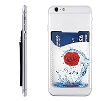 Red Rose In The Water Leather Mobile Phone Wallet Cute Card Holder Credit Card Holder Id Protective Cover Mobile Phone Back Pocket