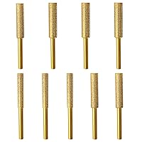 Stone Carving Set Diamond Burr Bits Compatible with Dremel, 9PCS Polishing Kits Rotary Tools Small Long Cone Accessories with 1/8’ Shank For Carving, Engraving, Grinding, Rocks, Jewelry, Glass（Gold)