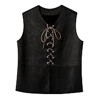 ACSUSS Medieval Pirate Vest for Boys Girls Kids Medieval Renaissance Costume Lace Up Steampunk Jacket Top