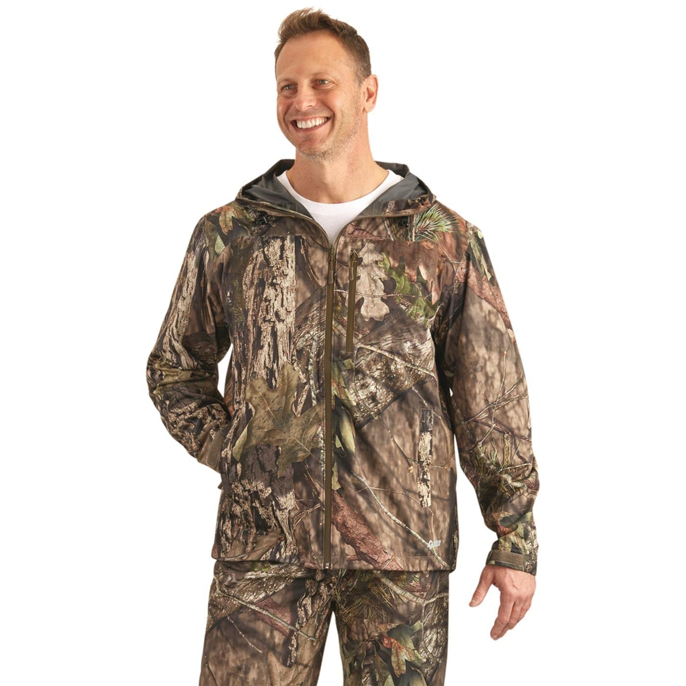 Guide Gear Men’s Stretch Waterproof Rain Jacket with Hood, Breathable Lightweight for Hunting Outdoors