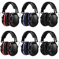 6 Pcs NRR 28db Ear Protection Lightweight Foldable Hearing Protection Ear Muffs for Noise Reduction Soundproof Headphones Adult Noise Cancelling Safety Earmuffs for Shooting, Mowing, 3 Colors