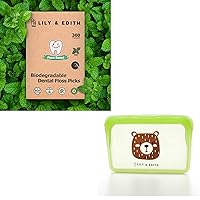 Lily and Edith Plant Based Floss Pick with Silicone Bag Set