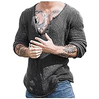 Knit Knitted Sweaters for Men Solid Color Long Sleeves Pullover Sweater V Neck Fall Winter Journey Clothes Daily
