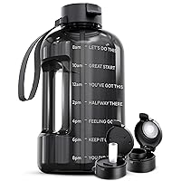 AQUAFIT 1 Gallon Water Bottle With Time Marker - 128 oz Water Bottle With Straw - Gym Water Bottle With Strap - Big Water Bottle - Reusable Water Bottles With Straw - Large Water Bottle With Handle
