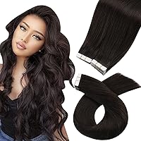 Brown Tape in Hair Extensions Human Hair Extensions Tape in Darkest Brown Hair Extensions Real Hair Tape in Extensions Seamless Hair Extensions Tape in Human Hair 20 Inch #2 40pcs 100g