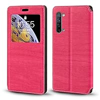 Oppo Reno 3 Case, Wood Grain Leather Case with Card Holder and Window, Magnetic Flip Cover for Oppo Reno 3 5G