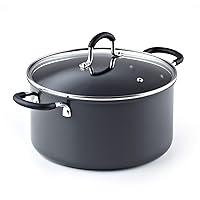 Cook N Home Casserole Dutch Oven Stockpot With Lid Professional Hard Anodized Nonstick 6-Quart , Oven Safe - with Stay-Cool Handles, black