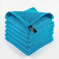 Dish Towels|Kitchen Dish Cloths Two-sided Waffle Terry|12x12 Inches 100% Cotton Dish Rags Washing Dishes|Super Absorbent Reusable Quick Drying Dish Towels|Spring Easter Basket Decor| 6-Pc Teal Blue