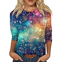 Ladies Tops and Blouses, 3/4 Sleeve Shirts for Women Print Graphic Tees Blouses Casual Plus Size Basic Tops Pullover