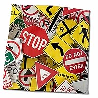 American Road Sign Signs Collage Street Stop Yield USA - Towels (twl-155154-3)
